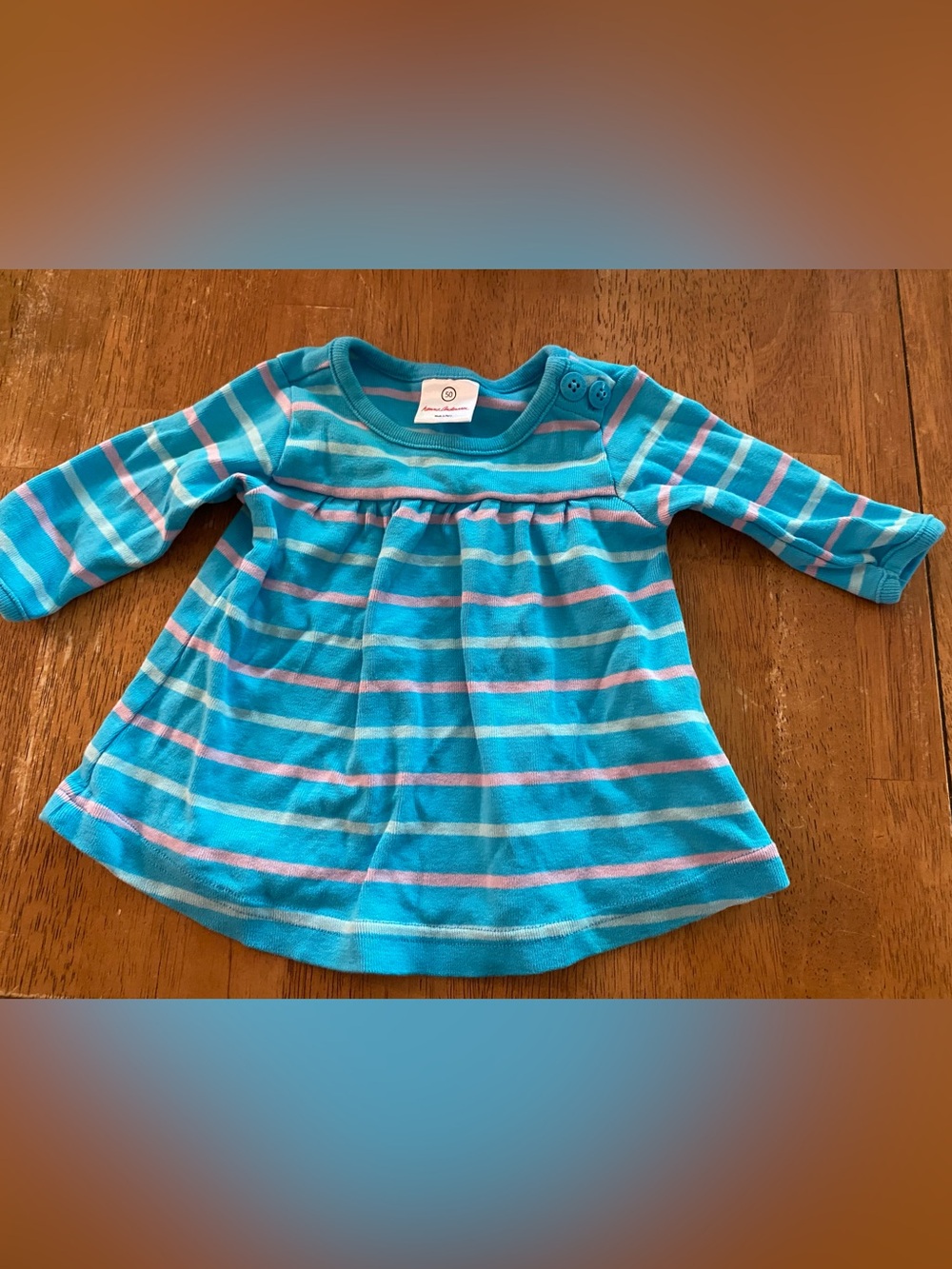 Hanna Andersson Turquoise & Pink Striped Long-Sleeve Dress